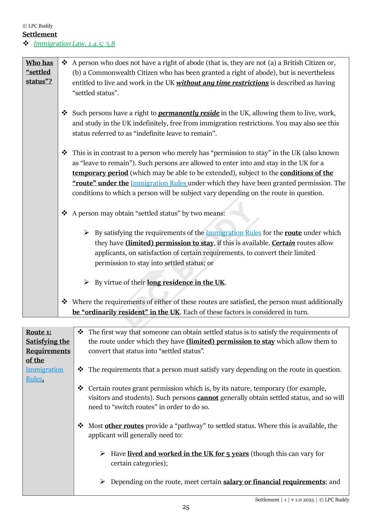 LPC Buddy™ 2025 | Immigration Law | Distinction Level Study Guide for the LPC (Electronic)