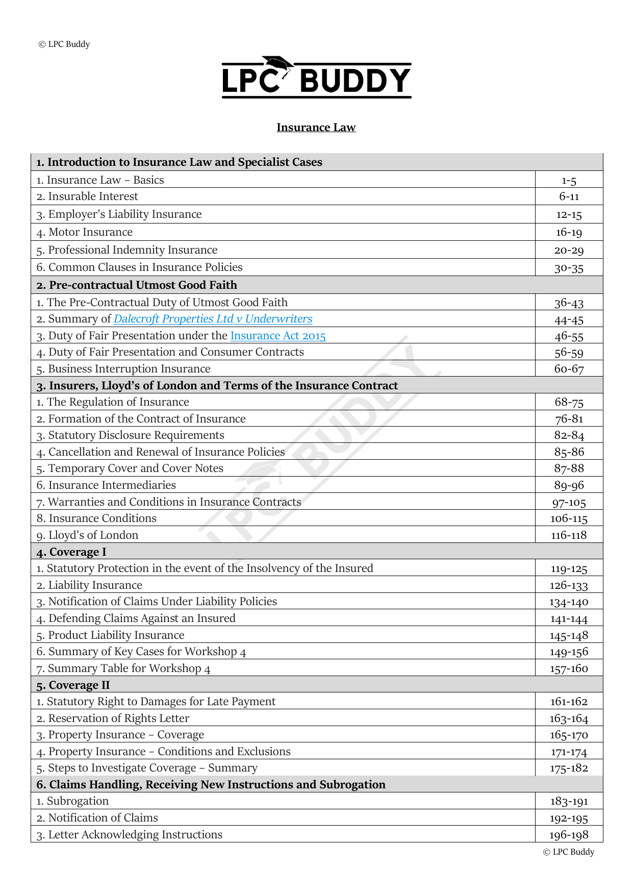 LPC Buddy™ 2025 | Insurance Law | Distinction Level Study Guide for the LPC (Electronic)
