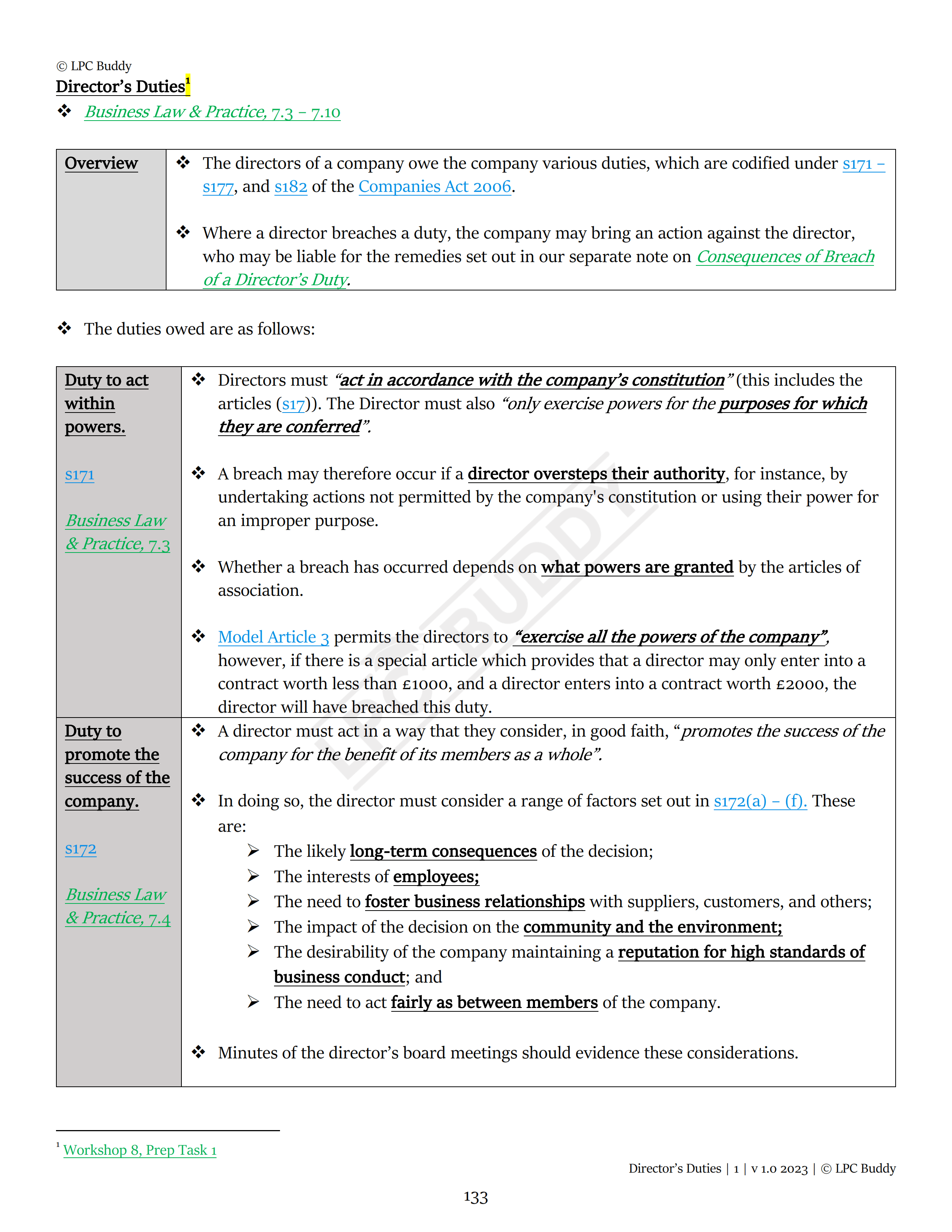 LPC Buddy™ 2023 / 24 | Business Law & Practice | Digital Distinction Level Study Guide for the LPC