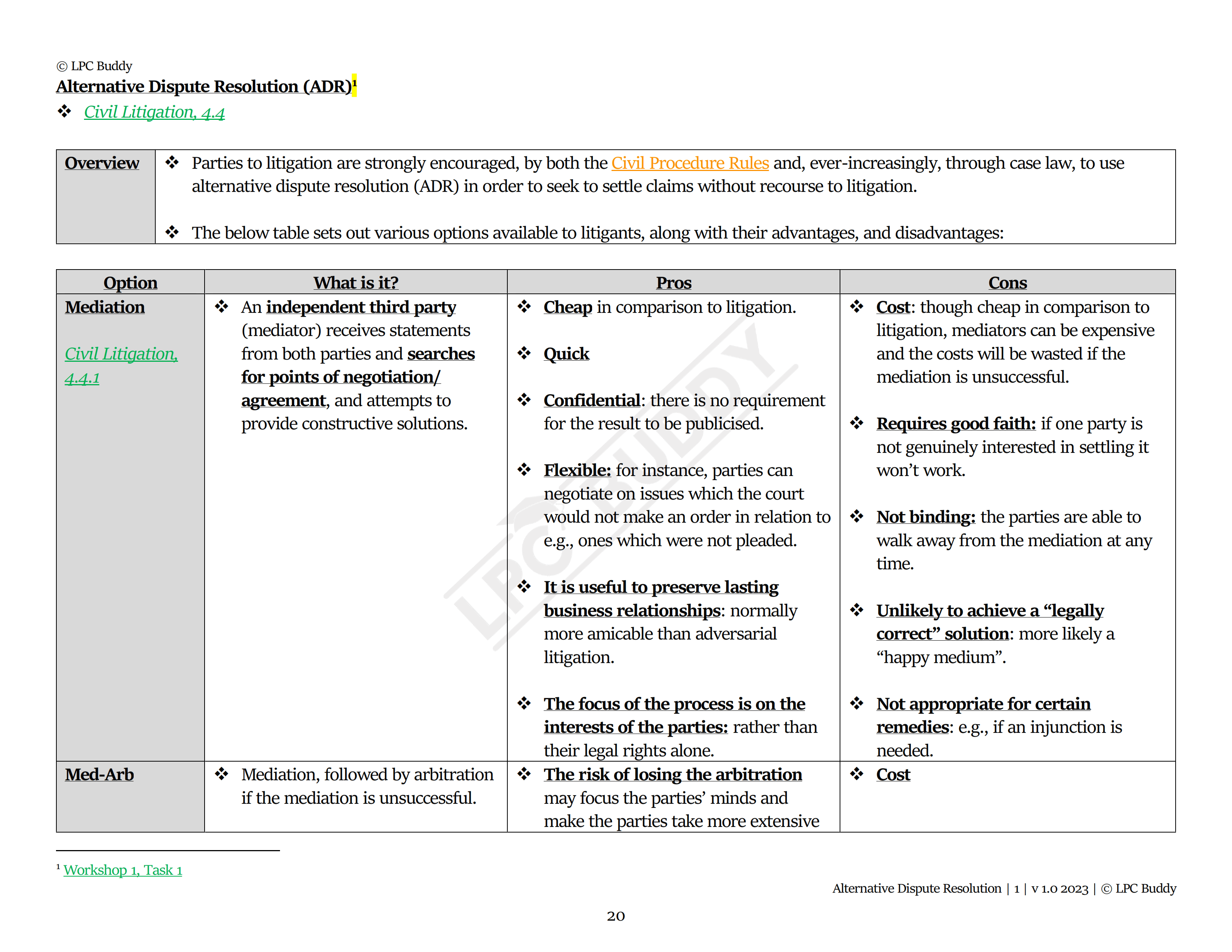 LPC Buddy™ 2023 / 24 | Dispute Resolution / Civil & Criminal Litigation | Digital Distinction Level Study Guide for the LPC