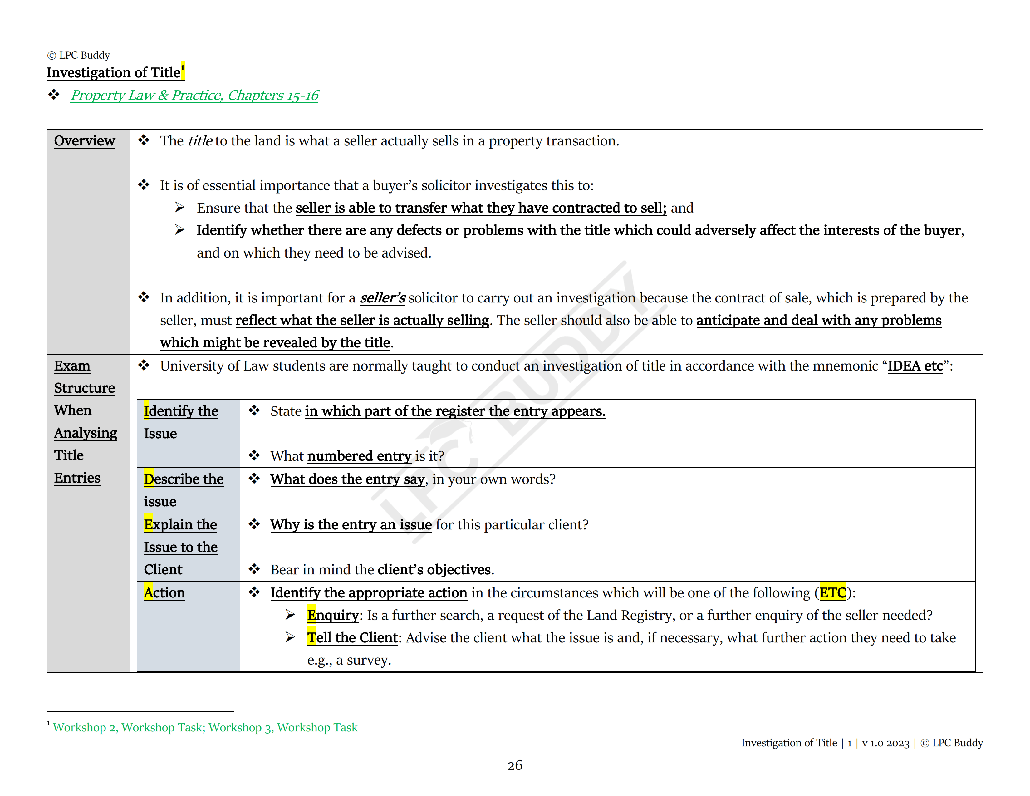 LPC Buddy™ 2023 / 24 | Real Estate / Property Law & Practice | Digital Distinction Level Study Guide for the LPC