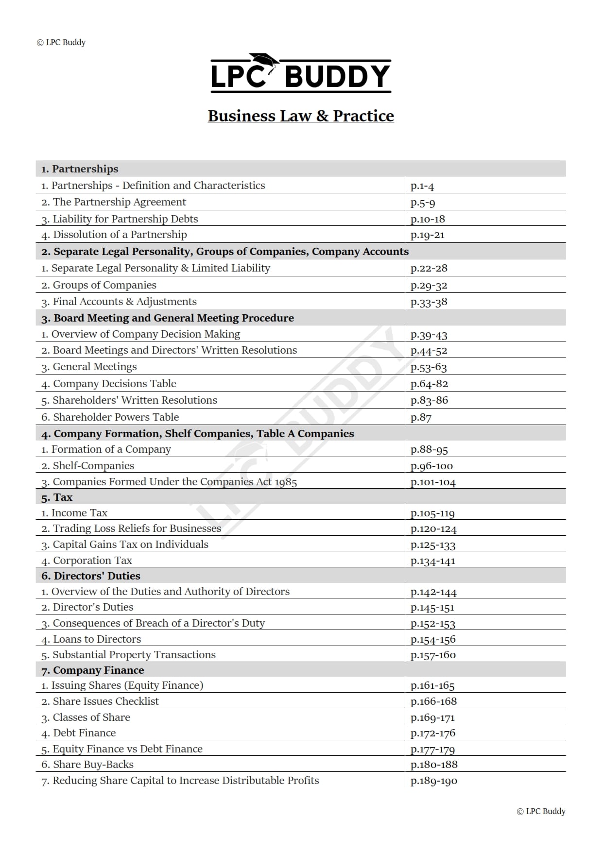 LPC Buddy™ 2025 / 26 | Business Law & Practice | Digital Distinction Level Study Guide for the LPC