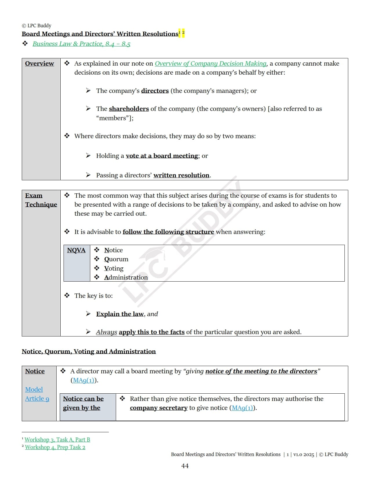 LPC Buddy™ 2025 / 26 | Business Law & Practice | Digital Distinction Level Study Guide for the LPC
