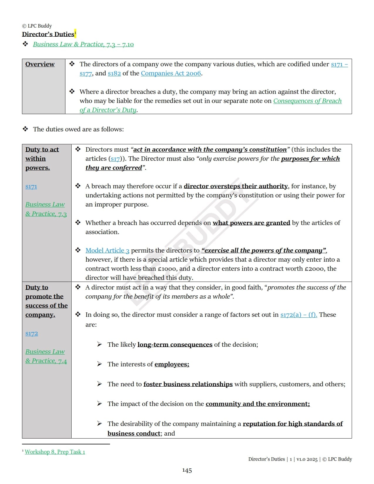 LPC Buddy™ 2025 / 26 | Business Law & Practice | Digital Distinction Level Study Guide for the LPC