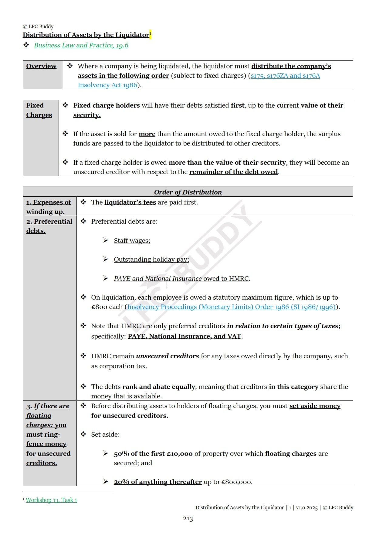 LPC Buddy™ 2025 / 26 | Business Law & Practice | Digital Distinction Level Study Guide for the LPC