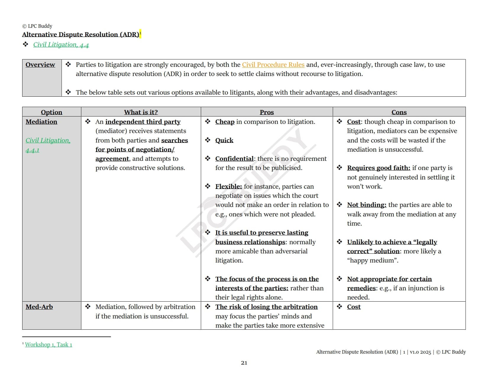 LPC Buddy™ 2025 / 26 | Dispute Resolution (Civil & Criminal Litigation) | Digital Distinction Level Study Guide for the LPC