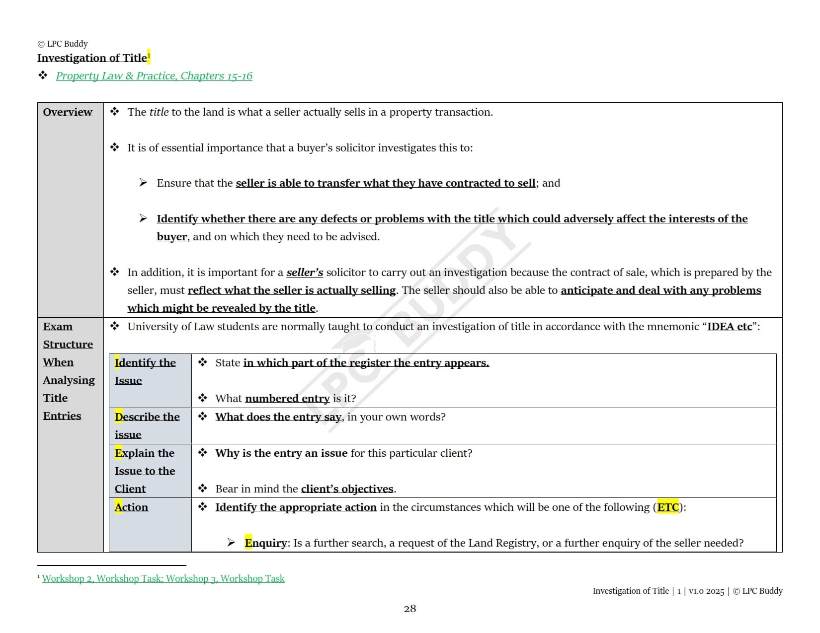 LPC Buddy™ 2025 / 26 | Real Estate / Property Law & Practice | Digital Distinction Level Study Guide for the LPC