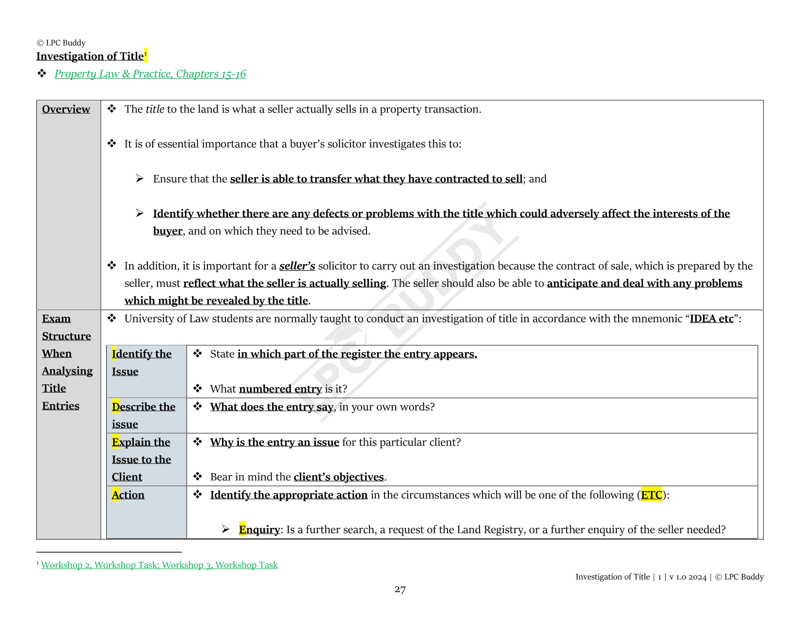 LPC Buddy™ 2024 / 25 | Real Estate / Property Law & Practice | Digital Distinction Level Study Guide for the LPC