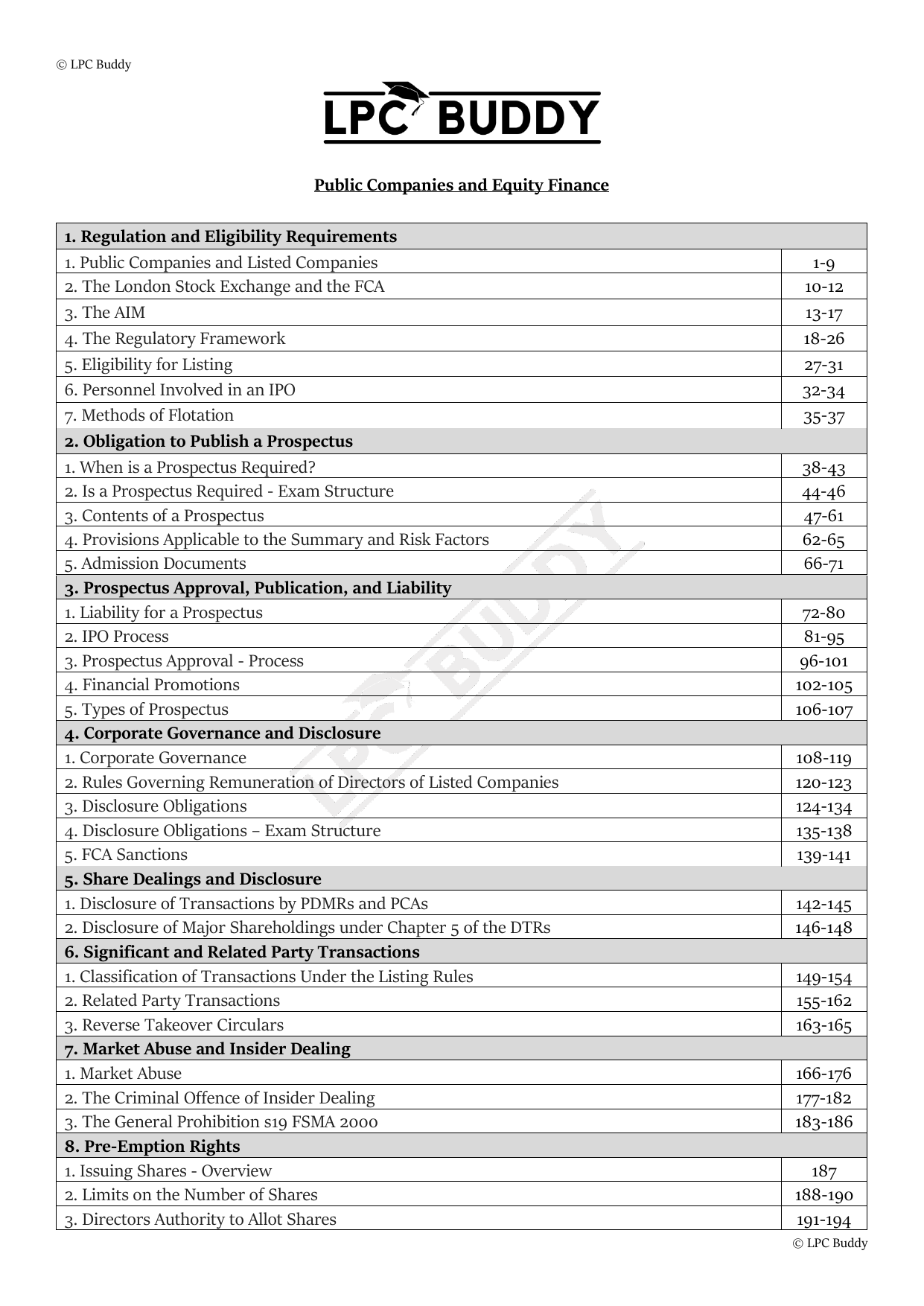 LPC Buddy™ 2025 | Public Companies and Equity Finance | Distinction Level Study Guide for the LPC (Electronic)